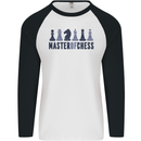 Master of Chess Mens L/S Baseball T-Shirt White/Black