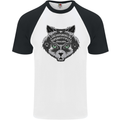 Ouija Board Cat Dark Black Magic Voodoo Mens S/S Baseball T-Shirt White/Black