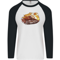 Polygonal Chameleon Mens L/S Baseball T-Shirt White/Black