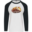 Polygonal Chameleon Mens L/S Baseball T-Shirt White/Black