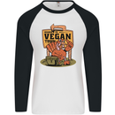 Heading to Vegan Town Funny Turkey Mens L/S Baseball T-Shirt White/Black