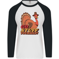 Stuff Yourself Funny Vegetarian Vegan Turkey Mens L/S Baseball T-Shirt White/Black