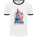 Hippopotamus For Christmas Hippo Xmas Mens Ringer T-Shirt White/Black