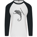 Steampunk Chameleon Mens L/S Baseball T-Shirt White/Black