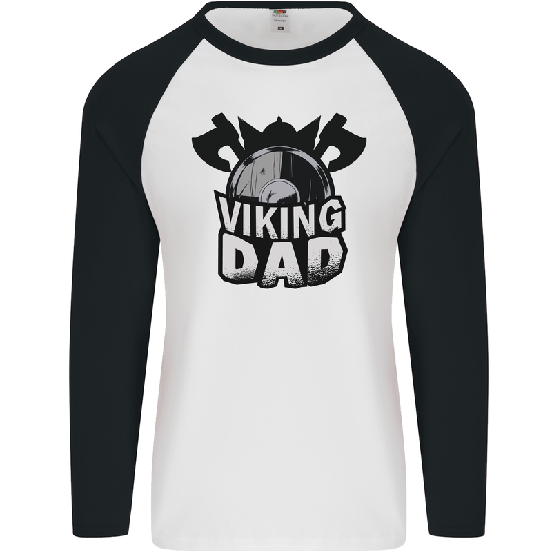 Viking Dad Funny Fathers Day Ragnar Odin Mens L/S Baseball T-Shirt White/Black