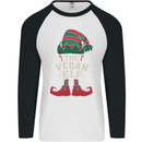 The Vegan Elf Funny Christmas Xmas Mens L/S Baseball T-Shirt White/Black