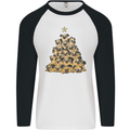 Christmas Pug Funny Dog Xmas Tree Mens L/S Baseball T-Shirt White/Black