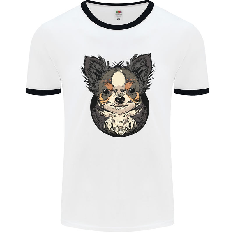 Angry Chihuahua Mens Ringer T-Shirt White/Black