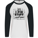 I Fix Stuff Funny Handyman Tradesman DIY Mens L/S Baseball T-Shirt White/Black