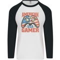 American USA Gamer Video Games Joypad Mens L/S Baseball T-Shirt White/Black