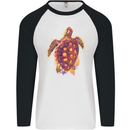 A Watercolour Turtle Mens L/S Baseball T-Shirt White/Black