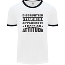 Teacher Attitude Funny Teaching Games PE Geography Mens Ringer T-Shirt White/Black
