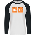 Beer Periodic Table Chemistry Geek Funny Mens L/S Baseball T-Shirt White/Black