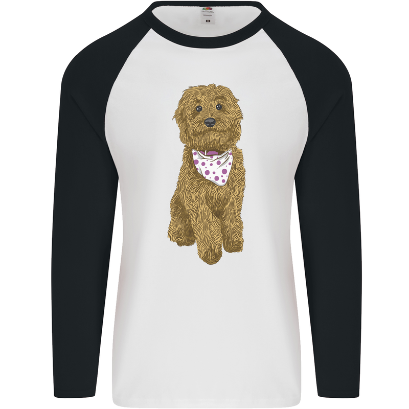 A Doodle Goldendoodle Dog Mens L/S Baseball T-Shirt White/Black
