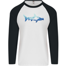 Hammerhead Shark Scuba Diver Diving Mens L/S Baseball T-Shirt White/Black