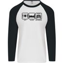 Eat Sleep 4X4 Off Road Roading Car Mens L/S Baseball T-Shirt White/Black