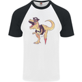 Pirate T-Rex Funny Dinosaur Mens S/S Baseball T-Shirt White/Black