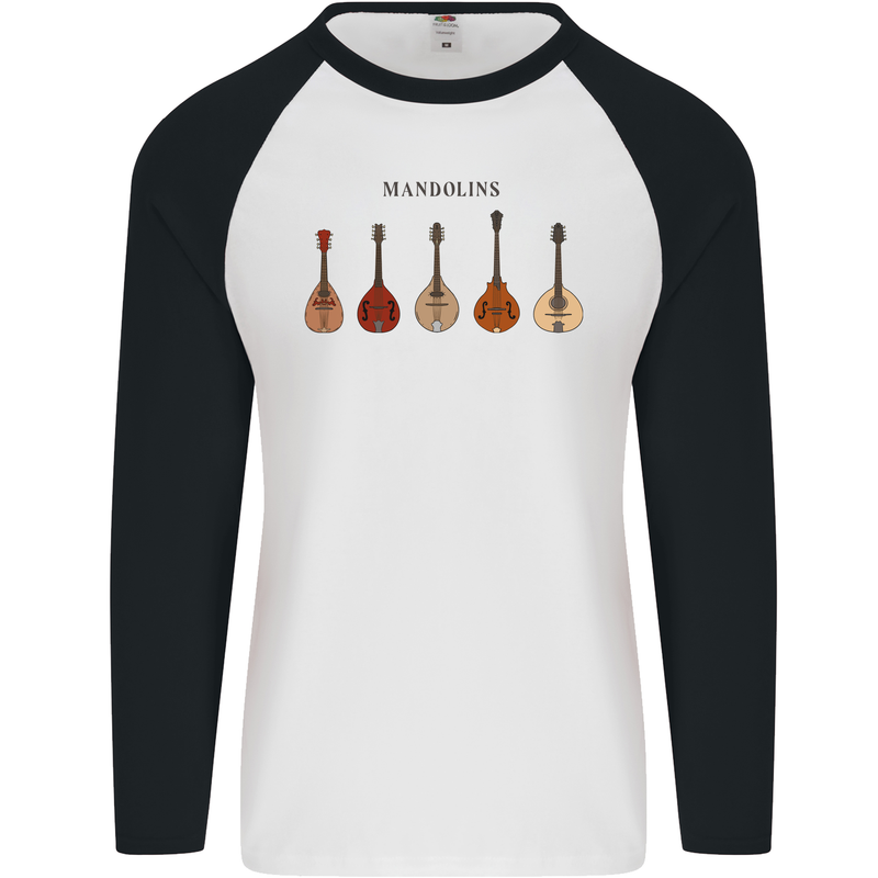 A Set of Mandolins Mens L/S Baseball T-Shirt White/Black