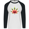 Cannabis Leaf Weed Drugs Marijuana Weed Mens L/S Baseball T-Shirt White/Black