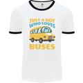 Just a Boy Who Loves Buses Bus Mens Ringer T-Shirt White/Black