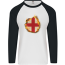 The St. George's Cross English Flag England Mens L/S Baseball T-Shirt White/Black