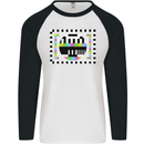 TV Test Pattern as Worn by Mens L/S Baseball T-Shirt White/Black