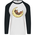 Dachshund Dog Moon Mens L/S Baseball T-Shirt White/Black