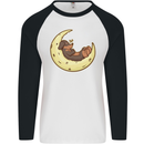 Dachshund Dog Moon Mens L/S Baseball T-Shirt White/Black