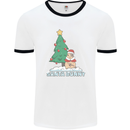 Santa Bunny Rabbit Christmas Xmas Mens Ringer T-Shirt White/Black