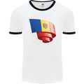 Curled Moldova Flag Moldovan Day Football Mens Ringer T-Shirt White/Black