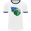 Curled Solomon Islands Flag Day Football Mens Ringer T-Shirt White/Black