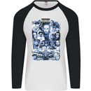 Rap Music Collage Gangster Hip Hop Mens L/S Baseball T-Shirt White/Black