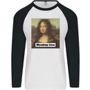 Mona Lisa Parody Monday Lisa Mens L/S Baseball T-Shirt White/Black