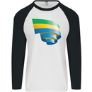 Curled Gabon Flag Gabonese Day Football Mens L/S Baseball T-Shirt White/Black