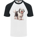 Old English Sheepdog Dog Mens S/S Baseball T-Shirt White/Black