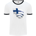 Curled Finland Flag Finnish Day Football Mens Ringer T-Shirt White/Black