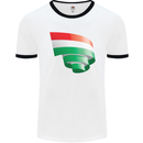 Curled Hungary Flag Hungarian Day Football Mens Ringer T-Shirt White/Black