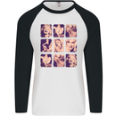 Marilyn Collage Celebrity Fashion Mens L/S Baseball T-Shirt White/Black