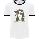 Christmas Dabbing Penguin Funny Xmas Mens Ringer T-Shirt White/Black