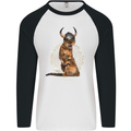 Funny Viking Cat The Vanquisher Mens L/S Baseball T-Shirt White/Black