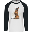 Funny Viking Cat The Vanquisher Mens L/S Baseball T-Shirt White/Black