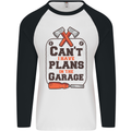 Plans In the Garage Carpentry DIY Tradesman Mens L/S Baseball T-Shirt White/Black