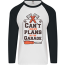 Plans In the Garage Carpentry DIY Tradesman Mens L/S Baseball T-Shirt White/Black