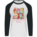 Anime A Girl Who Loves Elves Christmas Xmas Mens L/S Baseball T-Shirt White/Black