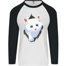 A Cat Rip Mens L/S Baseball T-Shirt White/Black