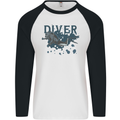 Scuba Diving Diver Mens L/S Baseball T-Shirt White/Black