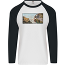 Funny Cat Creation Mens L/S Baseball T-Shirt White/Black