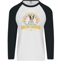 A Boston Terrier Dog Mens L/S Baseball T-Shirt White/Black