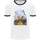 Cat Wars Funny Sci-Fi Mens Ringer T-Shirt White/Black