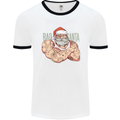 Bad Santa Christmas Tattoo Xmas Biker Gym Mens Ringer T-Shirt White/Black